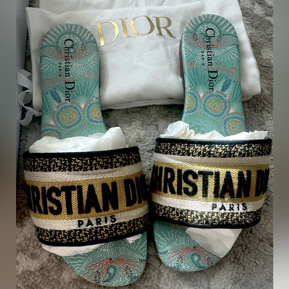 Dior Women's Shoes - DWAY slide teal blue green color